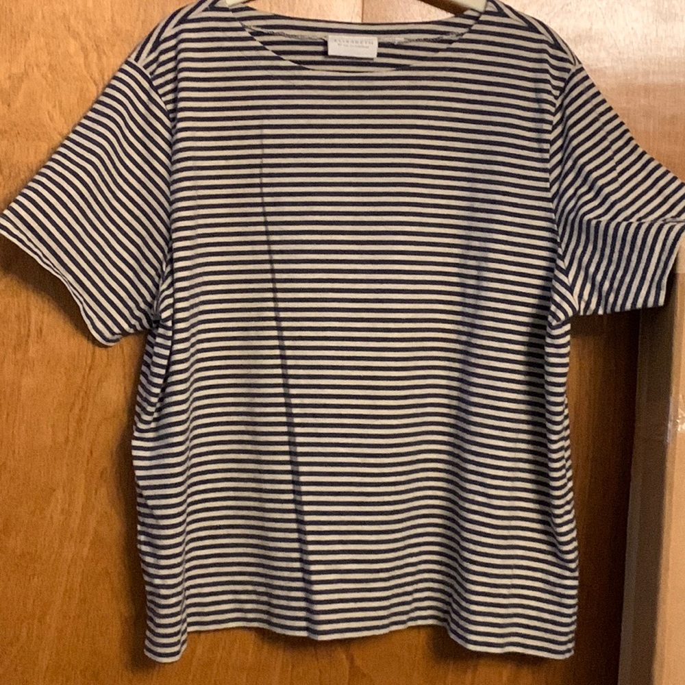 Elisabeth by Liz Claiborne navy/gray stripe tee, size 2X